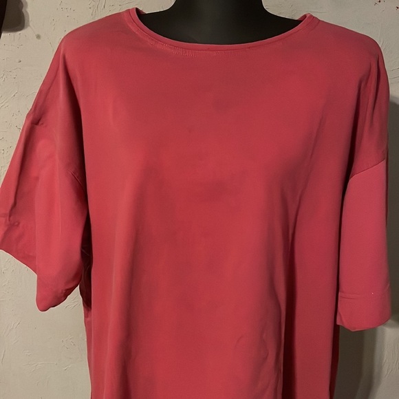 XL Structure red mauve short sleeve crew neck thick pullover shirt top - Picture 3 of 14